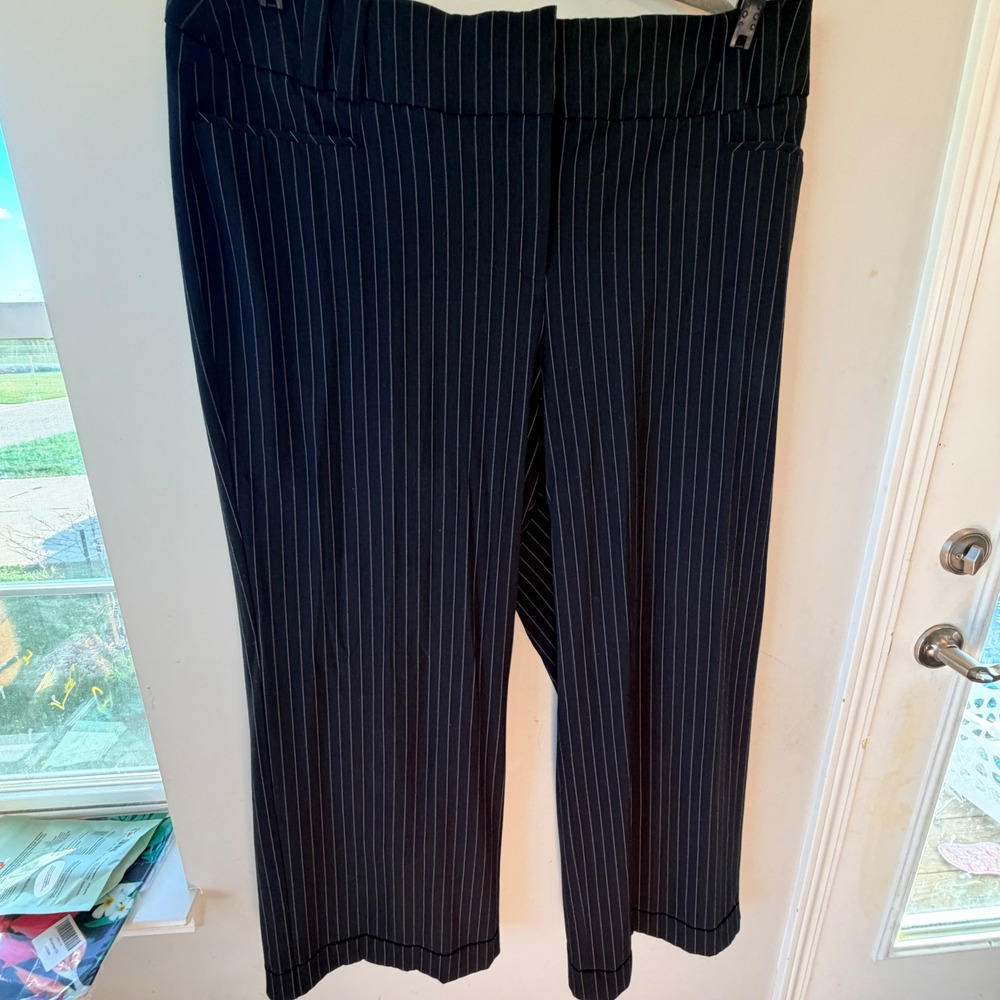Lane Bryant Allie Pinstripe Dress Pants Women 20R Stretch Wide Leg Dark Academia